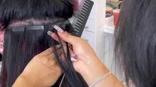 How To install tape in hair extensions | ￼ #tapeinhairextensions #hairextensions  #installation ￼