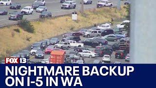 Deadly shooting causes massive backup on I-5 | FOX 13 Seattle