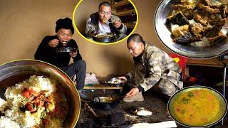 Fish Curry Cooking & having in Village Nepal II Chinese Cooking fish curry@AloneAdhirajnepal