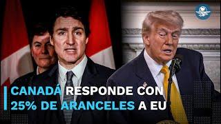 Trudeau le responde a Trump; Canadá anuncia 25% de aranceles a productos de EU