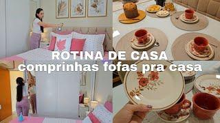 Fiz cama posta| macarrão super rápido| chegou comprinhas| limpeza e organização