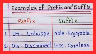 Examples of Prefix and Suffix | in English 5 Examples of Prefix and Suffix