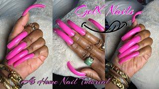 How I Do My Extra Long Gel X Nails At HOME | NAIL TUTORIAL 