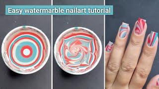 Easy watermarble nailart at home || Easy Nailart || Cold water ️ warm water ️ || Uv gel polish ️