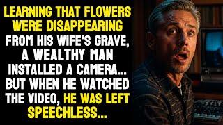 Learning that flowers were disappearing from his wife's grave, a wealthy man installed a camera...