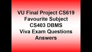 favourite Subject CS403 DBMS Viva video