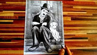 how to draw Charlie Chaplin king of comedy by art channel 20k