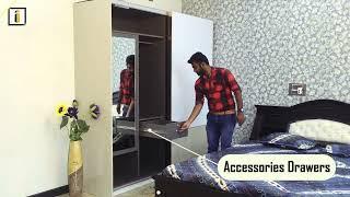 Best soft closing Sliding Wardrobe design with inside mirror for bedroom  i Build Interiors