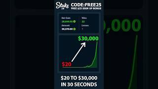 20 TO 30,000 IN 30 SECONDS #dicestrategy #stake #casino