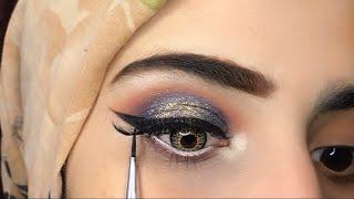 Golden and Blue Eye Makeup tutorial| Eye makeup tutorial for beginners | मेकअप ट्यूटोरियल