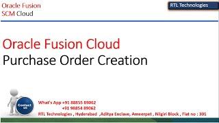 Oracle Fusion Cloud Purchase Order | Oracle Fusion SCM Cloud | Purchase order creation | Placement