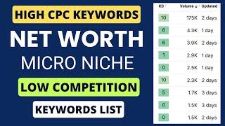 High traffic Net worth micro niche with low competition keywords | International blogging niche