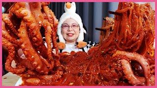 ASMR SPICY MARA OCTOPUS, NOODLE, 매운 마라 낙지, 쭈꾸미, 중국 당면, 당면 해물찜 먹방 EATING SOUNDS