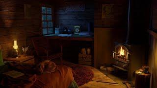 Rest in a Cozy Winter Cabin to the Sounds of a Fireplace and a Blizzard