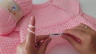 1YUMAKTAN 1YELEK yakadan başlamalı bebek yeleği modeli #knitting
