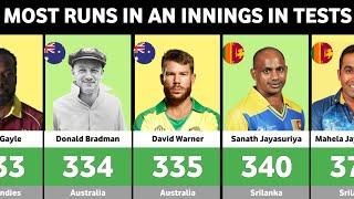 MOST RUNS IN AN INNINGS IN TEST | TOP 15 | CRICKET UPDATE | CRICKET DATA