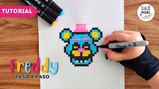 Como dibujar a FREDDY NEON de FNAF en PIXEL ART – Tutorial paso a paso