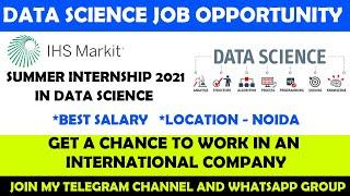 Data Science Jobs in India 2021 | Summer Internship 2021 Data Science | Freshers Hiring