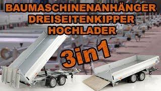 Multidreiseitenkipper 3in1 Baumaschinenanhänger, Kipper und Hochladeranhänger bei KOCH Anhänger