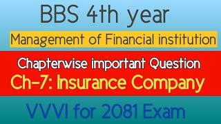 Management of financial institution// Ch-7 : Insurance Co. Important question solution// vvvi