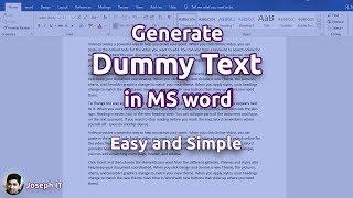 Dummy Text in MS Word | Generate Dummy Text in MS word | Random Text in Word