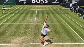 Ben Shelton serve practice with Alexander bublic in Stuttgart at the Boss Open