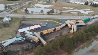 RAW: Drone footage shows train derailment in Springfield