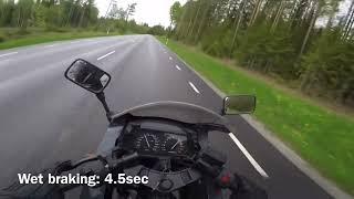 No ABS motorcycle braking - wet and dry at 100km/h