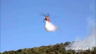 Newsbeast.gr - Πυρόσβεση στην Κερατέα από ελικόπτερο