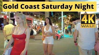 Surfers Paradise - Gold Coast Nightlife - Australia  Saturday Walk 4K