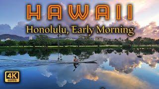 [4K] Waikiki Beach in Honolulu Hawaii - Early Morning Walking Tour