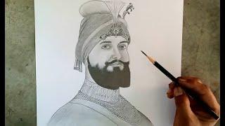 Guru Gobind singh ji drawing/ Portrait drawing of Guru Gobind singhji with pencil/