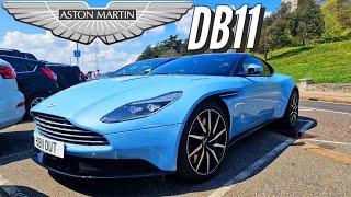 Aston Martin DB11 Frosted Glass Blue RHD UK Supercar Street Car Spotting In Person