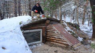 We built a dugout on 2 floors in the forest  Building a complete and warm survival shelter.