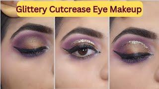 Smokey Pink Glitter Cut Crease Eye Makeup Tutorial