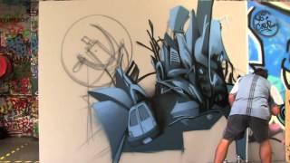 Graffiti - freestyle wildstyle 3D - #1 Bern - time lapse
