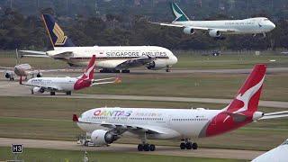 90 min Melbourne Airport ! (MEL)  Plane Spotting, RUSH HOUR, Heavy planes landing/Take off