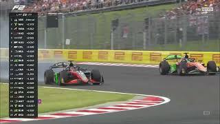 Dennis Hauger overtake on Enzo Fittipaldi F2 Hungarian GP 2024 sprint