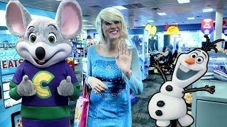 Frozen Elsa ️ goes to Chuck E Cheese  and More Chuck E Cheese MERCH Toys for kids