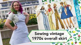 Under $70: Sewing a 1970s Skirt Overalls & 1950s shirt | Vintage sewing project + sew with me