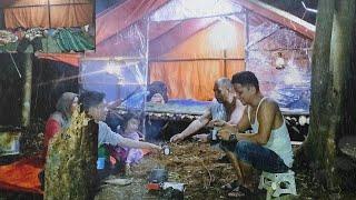 camping hujan deras keseruwan kemah masak ayam bakar dan mencari ikan disugai