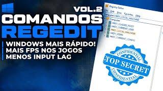 COMANDO REGEDIT vol 2 PARA OTIMIZAR O PC E TER MAIS DESEMPENHO NOS JOGOS E WINDOWS MAIS RÁPIDO 2024!