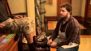 Parks and Recreation: Ron gets a shoeshine from Andy