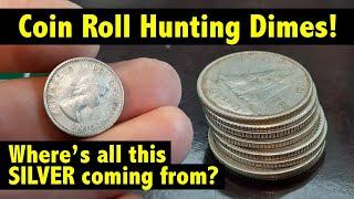 My New RECORD SILVER Haul! Coin Roll Hunting Canadian Dimes!