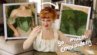 Trying to make a "Moss Corset" (using embroidered moss)