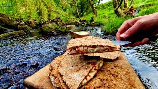 Unbelievably delicious Quesadillas on open fire. ASMR cooking