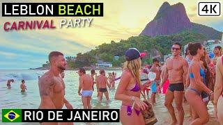 Rio de Janeiro Carnival  Leblon Beach Party | Walking on Leblon Beach | Brazil 【 4K UHD 】