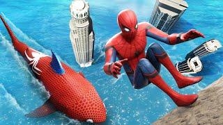 GTA 5 Water Ragdolls | SPIDERLODON VS SPIDERMAN ep.8 (Flooded City)