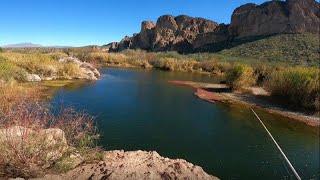 Fishing a CRYSTAL CLEAR Arizona River! (Bass and Trout fishing)