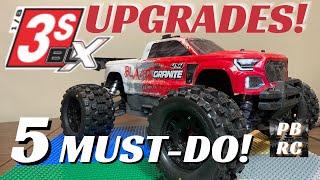 ARRMA 3S UPGRADES | 5 MUST-DO UPGRADES FOR ARRMA GRANITE AND BIGROCK 3S BLX!